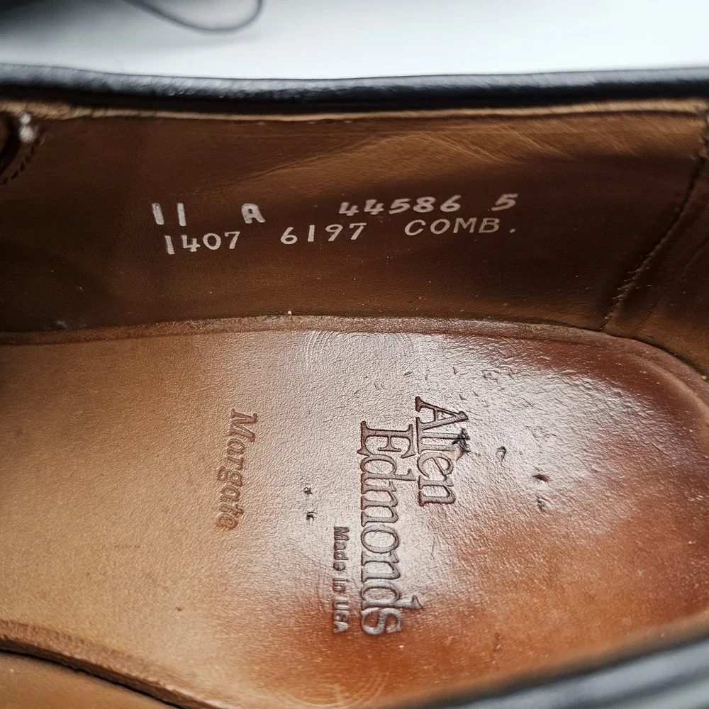 Allen Edmonds Men's Soze 11 A Narrow Margate Black Leather Cap Toe Oxfords READ